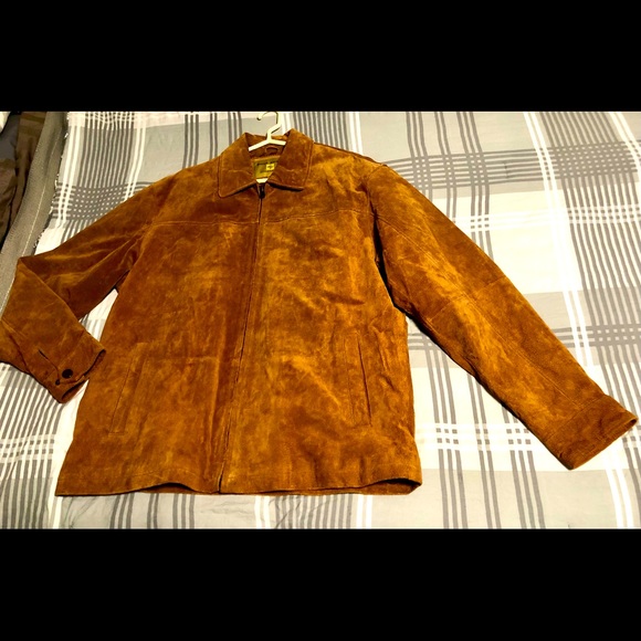 SOLD!! Boston Harbour Outdoorwear L suede camel colored zip coat! pockets lined - Picture 2 of 13